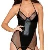 Dreamgirl Exposed Vinyl And Fishnet Teddy
