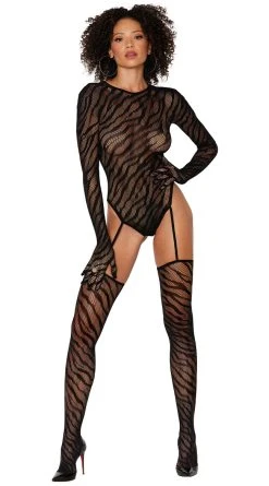 Dreamgirl Zebra Fishnet Bodystocking