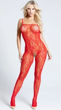 Elegant Moments Rose Lace Bodystocking -Playboy Sales EM 1610 RED PS06132019 2