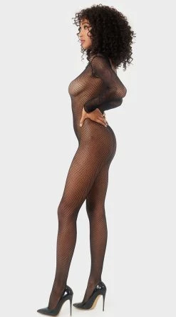 Elegant Moments Long Sleeve Fishnet Bodystocking -Playboy Sales EM 1615 BLACK 03 YANDY PS03312022