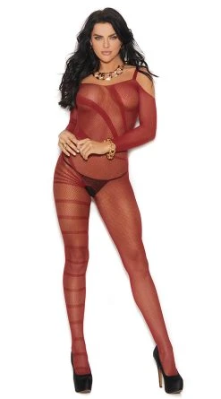 Elegant Moments Burgundy Burnout Bodystocking