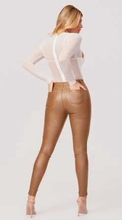 Kaylee Kollection Sheer And Chic Bodysuit -Playboy Sales KK JT3220 MESH BODYSUIT DEEP V NECK WHITE 474