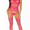 LEG AVENUE Neon Pink Multi-Net Suspender Bodystocking -Playboy Sales LA 89309 01 369