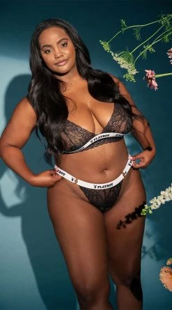 Playboy Plus Size Pleasure Seeker Bra Set -Playboy Sales PB EY4181X BLACK 4 EDS YANDY PS06292021