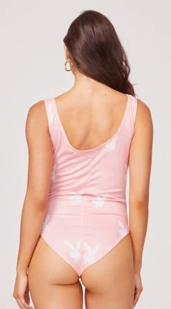 Playboy Francine Bunny Logo Bodysuit 7 Playboy Francine Bunny Logo Bodysuit -Playboy Sales PB PBL3005 pink B Yandy PS07272022