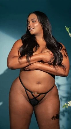 Playboy Plus Size Underneath G-String Panty -Playboy Sales PB PBL4016X BLACK 1 EDS YANDY PS06292021