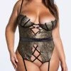 Playboy Plus Size Making Promises Crotchless Teddy -Playboy Sales PB PBL5000X BLK 3 YANDY PS10282021