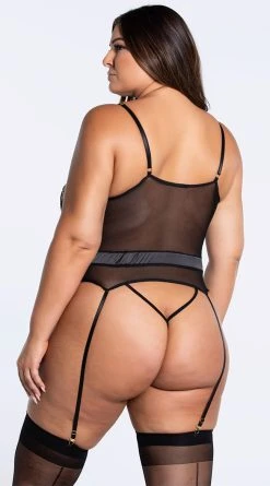 Playboy Plus Size Making Promises Crotchless Teddy -Playboy Sales PB PBL5000X BLK 7 YANDY PS10282021