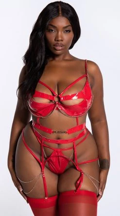 Playboy Plus Size Chain Of Command Bra Set 18 Playboy Plus Size Chain Of Command Bra Set -Playboy Sales PB PBL5012X RED 2 YANDY PS11112021
