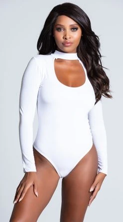 Pink Lipstick Choker Plunge Bodysuit