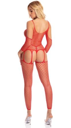 Pink Lipstick Net By A Long Shot Bodystocking -Playboy Sales PL 27047 RED b 2020DEC26347