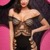 Xgen Products Off-The-Shoulder Fishnet Mini Dress
