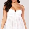 Yandy Walk It Off White Babydoll Set -Playboy Sales YB 518100 WHT UNDERWIRE BABYDOLL SET WHITE 3435
