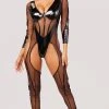 Yandy Vinyl Plaything Bodystocking -Playboy Sales YR E7298 MESH BODYSUIT BLACK 3251