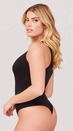 Yelete Basic One Shoulder Bodysuit 16 Yelete Basic One Shoulder Bodysuit -Playboy Sales YT BS1014 ONE SHOULDER ASYMMETRICAL TANK BODYSUIT BLACK 1782 WEBSIZE